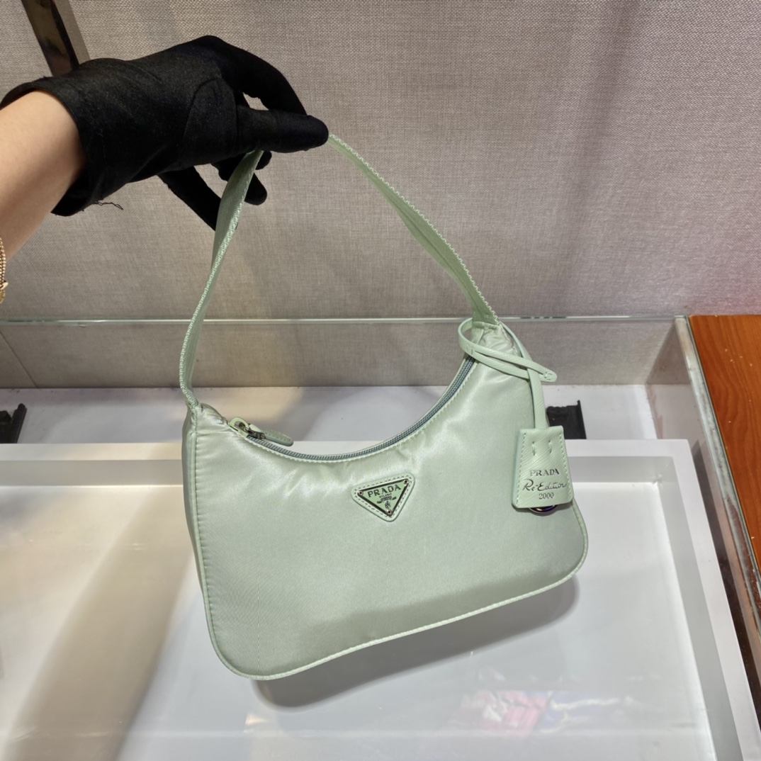 Prada Mini Re Nylon Re Edition 2000 Hobo Bag Handbag Light Green 1NE515